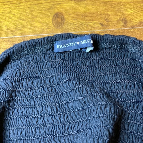 Brandy Melville One Black & One Red Smocked Off Shoulder Crop Top Small - Picture 11 of 13